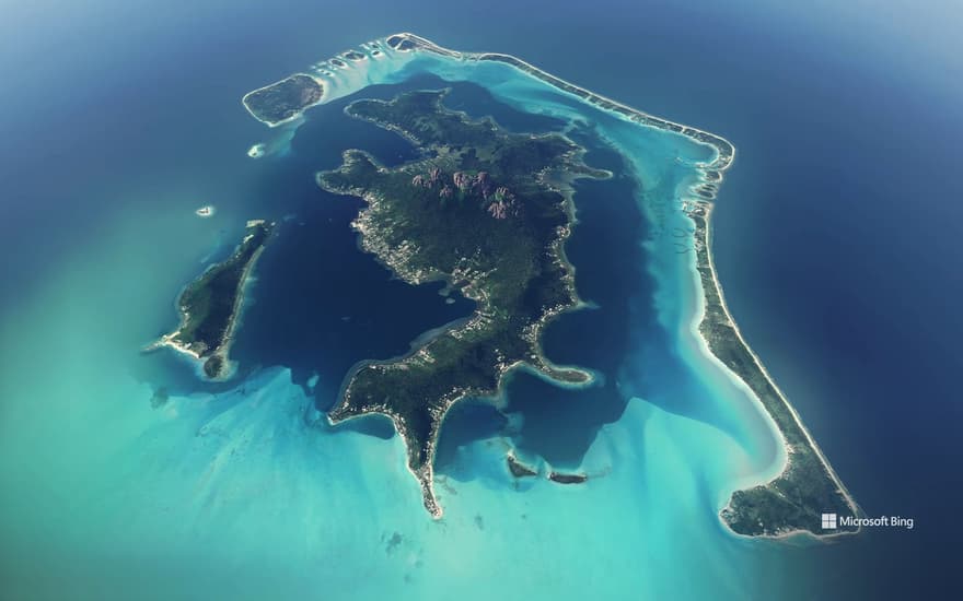 Aerial view of Bora Bora in French Polynesia