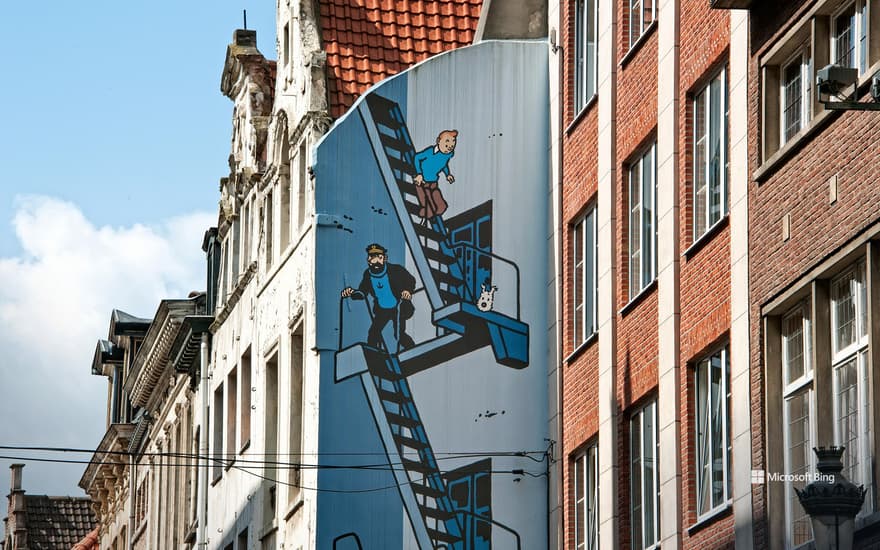 Comic Strip Route, Hergé’s Tintin mural in Brussels