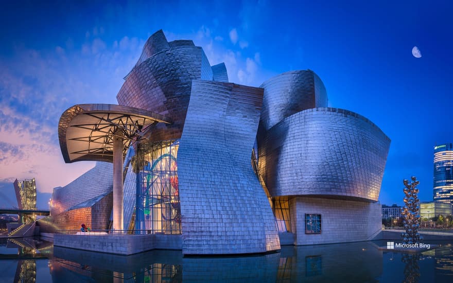 Dusk at the Guggenheim Museum, Bilbao, Basque Country